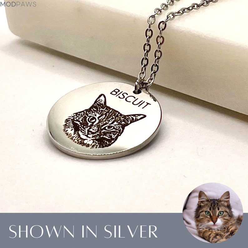 Custom Pet Necklace Using Pet Photo Name Custom Cat Necklace Etsy UK
