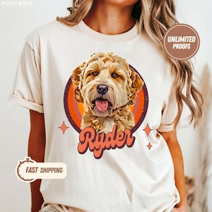 Chemise pour animal de compagnie rétro vintage aux couleurs de confort personnalisées Photo d'animal de compagnie + nom Portrait de chien personnalisé Portrait de chien personnalisé Bootleg personnalisé T-shirts personnalisés Chemise de chat T-shirt des années 90