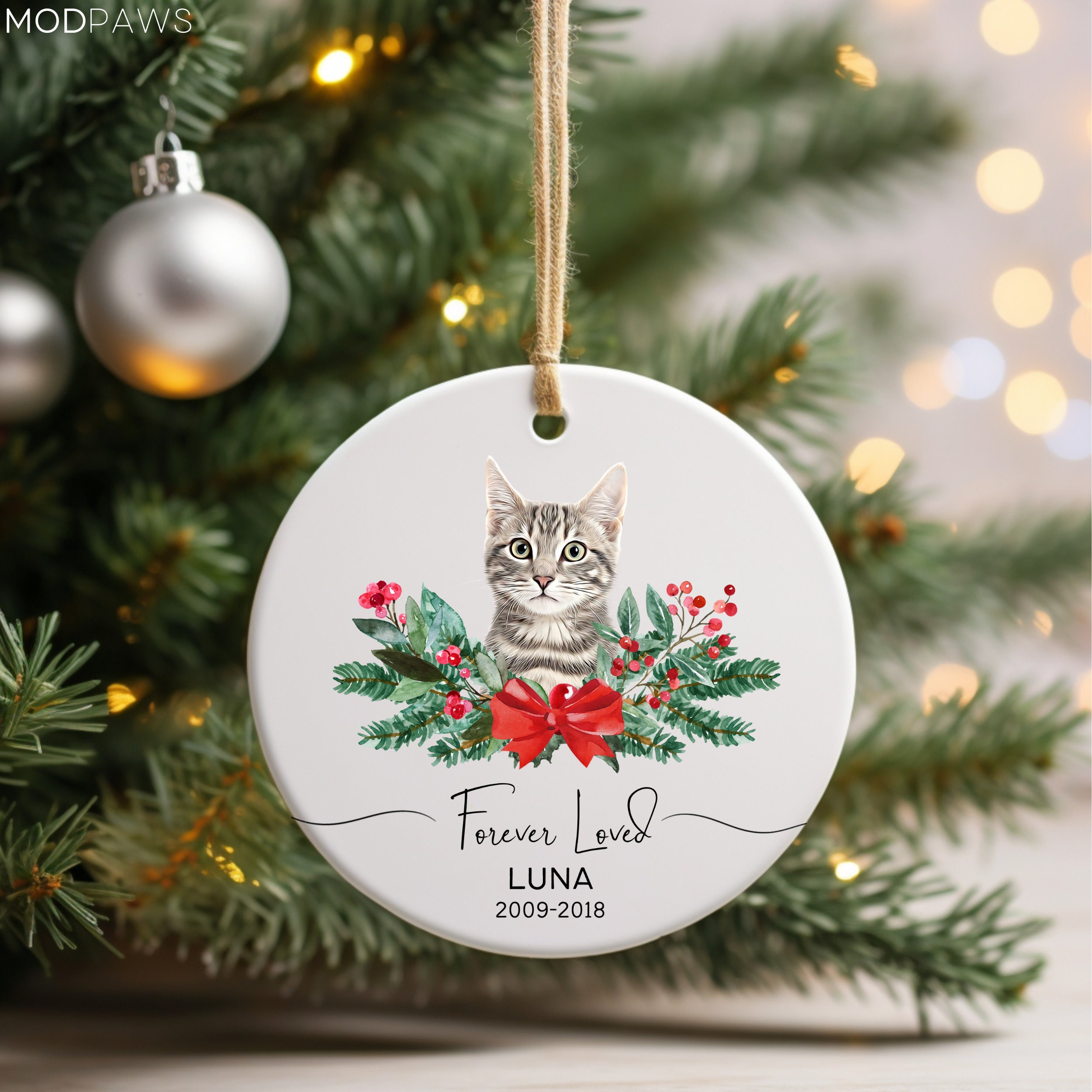 Personalized Pet Memorial Watercolor Ornament Using Pet's Photo + Name ...