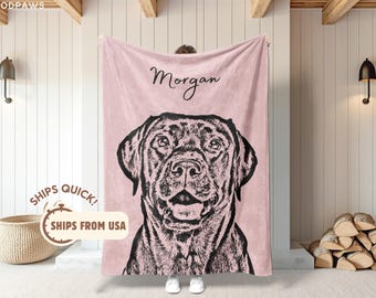 Custom Pet Blanket Using Pet Photo + Name Custom Dog Blanket Personalized Dog Blankets Cat Picture Blanket Pet Photo Blanket Dog Dad Gift