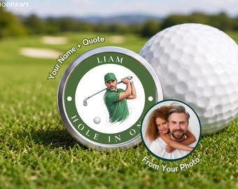 Custom Human Photo Golf Ball Marker Engraved Stainless Steel Personalized Club Art Fathers Day Gift