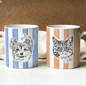 Custom Pet Striped Mug Using Pet Photo + Name  Personalized Pet Mugs Custom Dog Mug Cat GiftDog Mom Mug Personalized Cat Dad Mug New Dog Mug