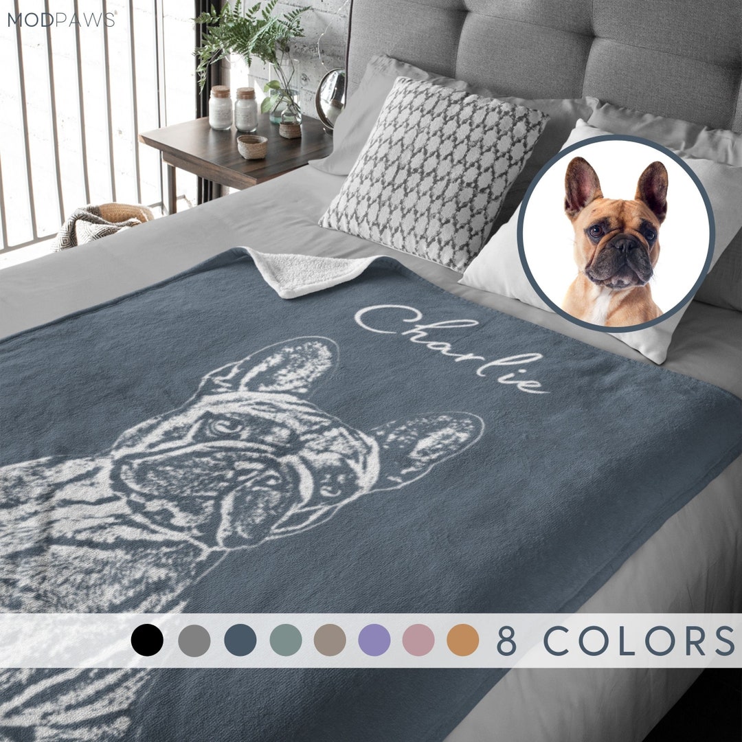 Custom Pet Portrait Blanket Using Pet Photo Name Custom Dog Blanket