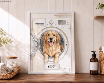 Custom Pet Laundry Portrait Personalized Digital Watercolor Dog Art Cat Painting Memorial Gift