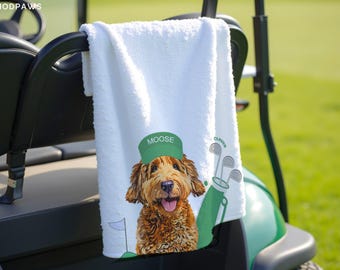 Custom Pet Golf Towel Using Pet Photo + Pet Name Personalized Dog Golf Towels Custom Cat Golf Towels Personalised Dog Towel Custom Cat Towel