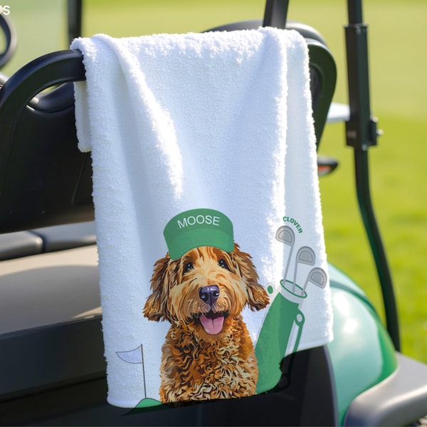 Custom Pet Golf Towel Using Pet Photo + Pet Name Personalized Dog Golf Towels Custom Cat Golf Towels Personalised Dog Towel Custom Cat Towel