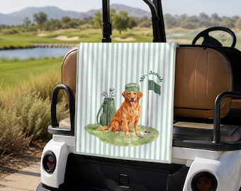 Custom Stripe Pet Golf Towel Personalized Dog Photo Towels Unique Cat Dad Gift Idea