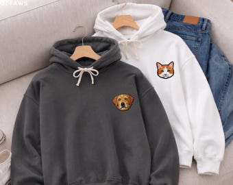 Embroidered Pet Photo Comfort Colors Hoodie Custom Dog Sweatshirt Personalized Name Apparel Present for Animal Lovers
