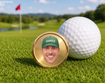 Custom Human Photo Golf Ball Marker Engraved Stainless Steel Personalized Hat Portrait Pet Owner Gift for Him