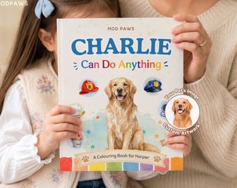 Personalized Dog Career Coloring Book From Pet Photo | Custom Activity Gift For Kids