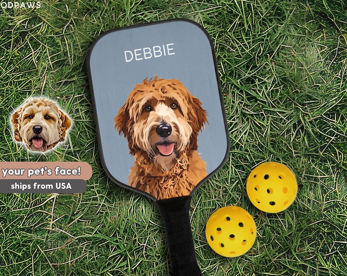 Custom Pet Pickleball Kit Using Pet Photo + Pet Name Personalized Paddle Set Custom Cat Pickleball Personalised Dog Custom Cat Pickleball