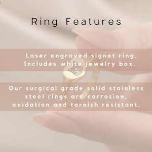 Custom Pet Heart Signet Ring Personalized Dog Cat Photo Engraved Memorial 18K Gold Jewelry image 5