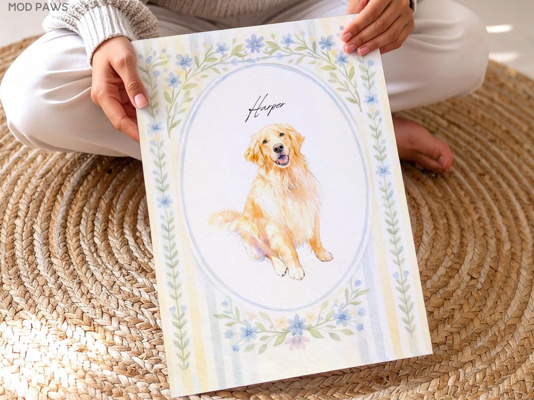 Custom Watercolor Pet Portrait From Photo Personalized Digital Dog ...