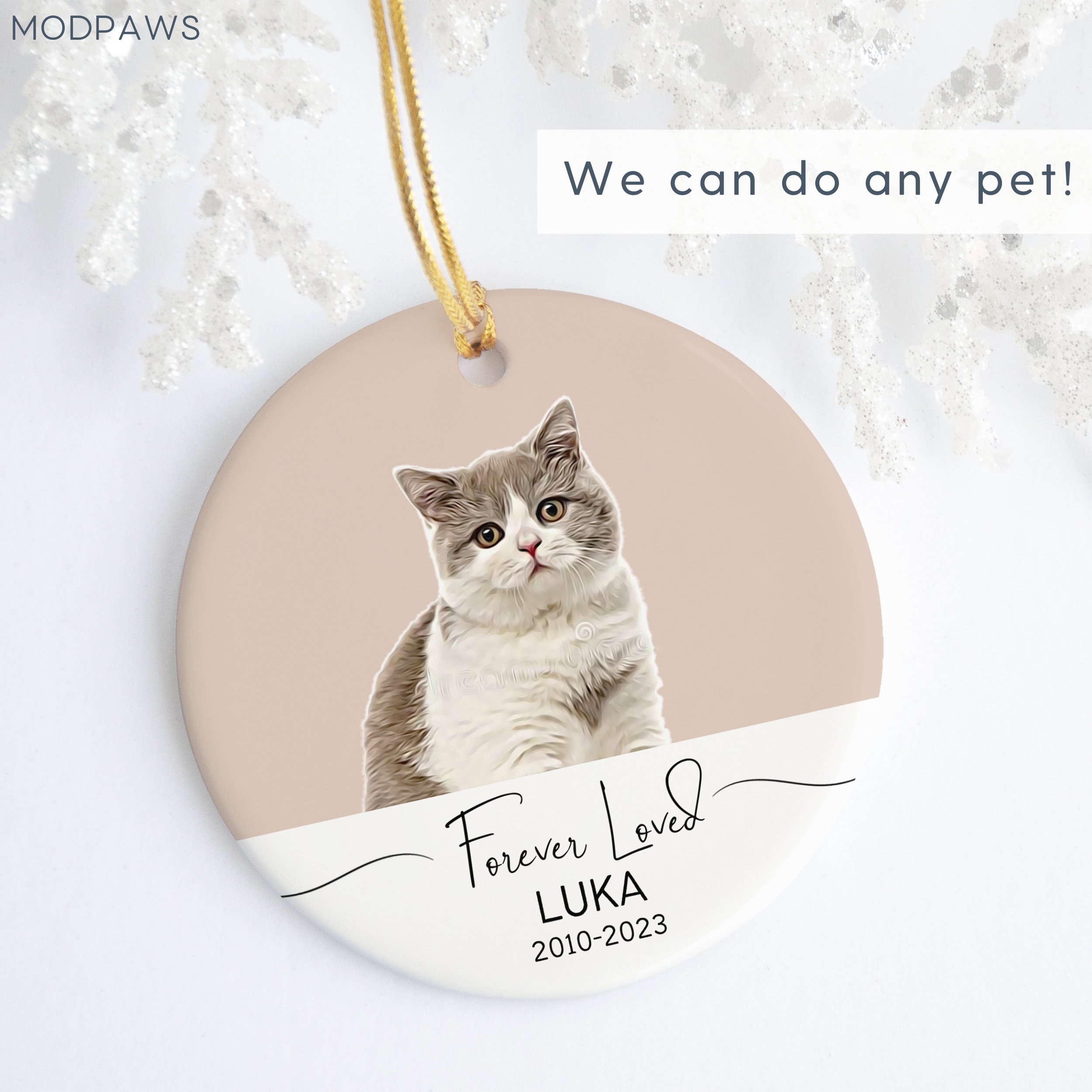 Personalized Pet Memorial Watercolor Ornament Using Pet's Photo + Name ...