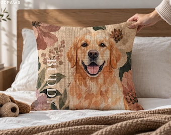 Individuell gestaltetes Hunde-Webkissen mit Foto, personalisiertes Haustierbild, Porträt-Kissenbezug, Katzen-Gedenkkissen