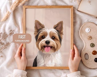 Customized Dog Art Digital Cat Painting Personalized Pet Memorial Canvas Print Poster Wall Hanging Gift