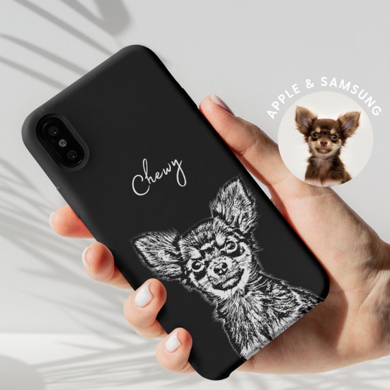 Custom Pet Portrait Phone Case Using Pet Photo Name Etsy
