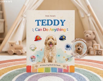 Personalized Dog Coloring Book From Photo | Custom Pet Activity Picture Book Kids Career Gift