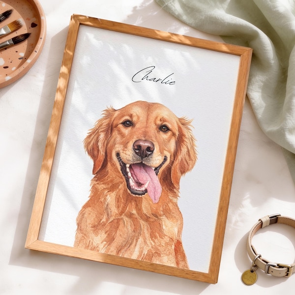 Individuelle Aquarellporträts nach Haustierfoto, personalisierte digitale Hundeporträts, Katzenporträts, individuelle Hundeporträts, Haustier-Gedenkkunst