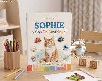 Custom Cat Coloring Book From Pet Photo | Personalized Kids Activity Book Dog Career Gift