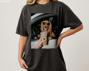 Custom Comfort Colors Pet Photo Iced Coffee Shirt Personalized Dog Mom Tee Funny Gift