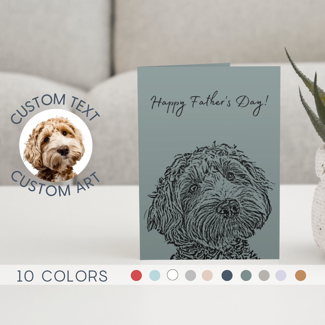 Custom Pet Father's Day Card With Pet Portrait Personalized Dog ...