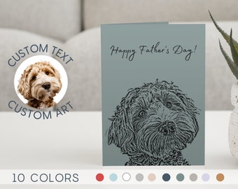 Custom Pet Father's Day Card With Pet Portrait | Personalized Dog Birthday Card Cat Birthday Cards Cute Birthday Cards For Mom, Her And Him