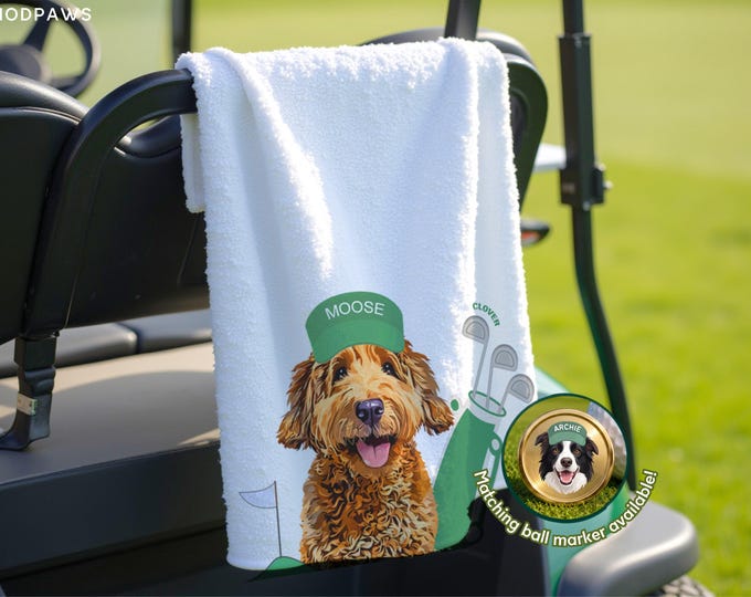 Custom Pet Golf Towel Using Pet Photo + Pet Name Personalized Dog Golf Towels Custom Cat Golf Towels Personalised Dog Towel Custom Cat Towel