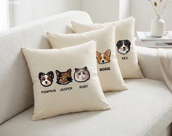Custom Embroidered Pet Pillow Using Photo + Name Personalized Embroidery Cat and Dog Pillow Cases
