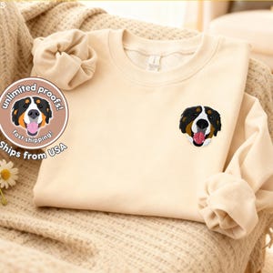 Custom Pet Portrait Embroidered Sweater – Personalized Dog and Cat Embroidery Pullover Crewneck Sweatshirt