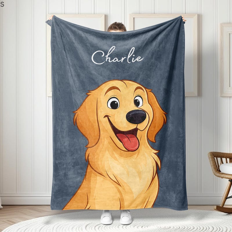 🎁 Personalized Pet Blanket Using Pet Photo + Name Custom Dog Portrait Blanket Dog Blankets Cat Picture Blanket Pet Photo Pet Parent Gift