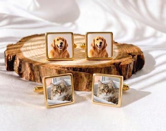 Personalized Pet Photo Cufflinks Custom Dog Picture Cufflinks Cat Memorial Jewelry Gift