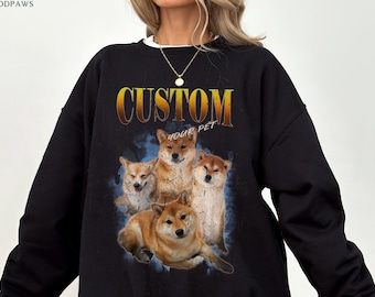 Benutzerdefinierter Vintager Haustier-Pullover mit Haustierfoto Benutzerdefinierter Hundeporträt-Pullover Personalisierter Hunde-Pullover Hunde-Sweatshirt Hund Mama Geschenk Benutzerdefiniertes Katzen-T-Shirt