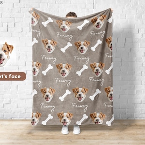 Individuelle Haustierdecke mit Haustierfoto + Name Personalisierte Hundedecke Gestalte Hundedecken Katzenbilddecke Haustier Fotodecke Hund Papa Geschenk