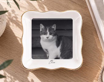 Personalisierte Schmuckschale für Katzen mit Foto, Schmuckschale für Haustiere, Schmuck für Hundemama
