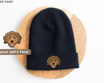 Custom Pet Beanie Using Pet Photo Personalized Dog Winter Hat Custom Cat Toboggan Hat Beanies for Men or Women Ladies Snow Hat Skullcap