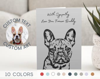 Persoonlijke condoleancekaart voor huisdieren met portret en bericht. Condoleancekaart voor honden, herdenkingskaart voor katten, rouwkaart voor huisdieren. Cadeaus voor mensen die een huisdier hebben verloren.