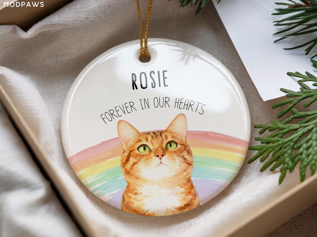Personalized Cat Watercolor Ornament From Photo + Name – Custom Pet ...