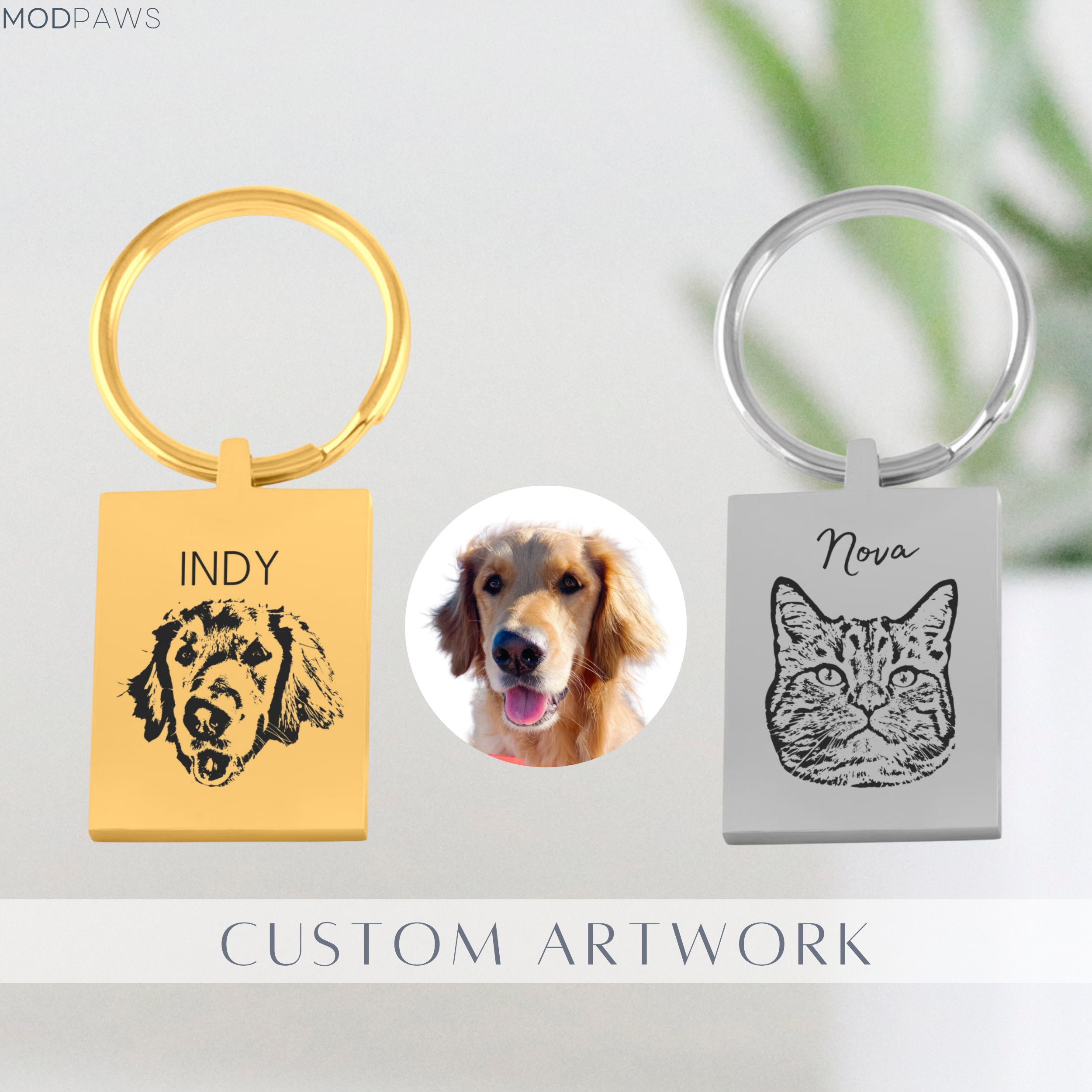 Custom Pet Keychain Using Pet Photo Name Personalized Dog Etsy