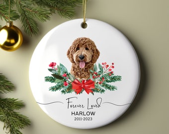 Personalized Pet Memorial Watercolor Ornament Using Pet's Photo + Name - Custom Ornament Christmas Dog Ornament Personalized Dog Ornament