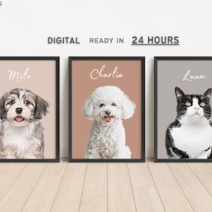 Custom Pet Portraits Using Pet Photo Personalized Digital Dog Portraits Cat Portraits Custom Dog Portraits Custom Pet Art Pet Drawing