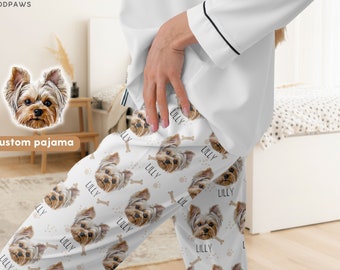 Custom Pet Pajamas Using Pet Photo + Name Personalized Dog Pajamas Custom Cat Pyjamas Dog Pjs Cat Pajamas for Women Puppy Christmas Pajamas