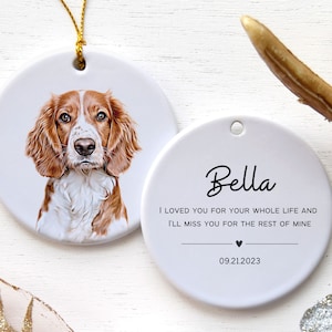 Gepersonaliseerde huisdierornament met foto van huisdier + naam - Aangepaste ornament Kersthondornament Gepersonaliseerde hondenornament Aangepaste hond