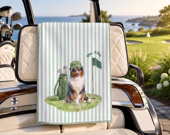Personalized Pet Photo Golf Towel Custom Stripe Dog Towels Unique Cat Lover Course Gear
