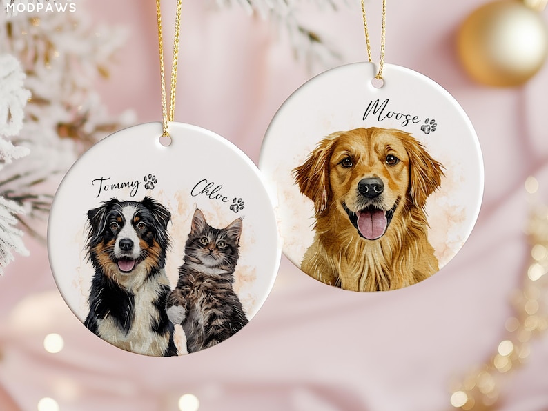 Personalized Pet Watercolor Ornament Using Pet's Photo + Name - Custom ...