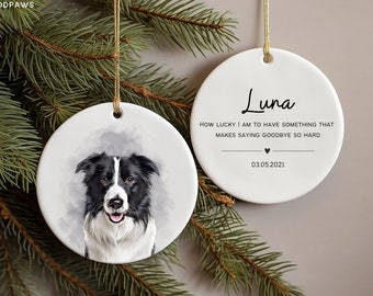 Personalized Pet Watercolor Ornament Using Pet's Photo + Name - Custom Ornament Christmas Dog Ornament Personalized Dog Ornament Custom Dog