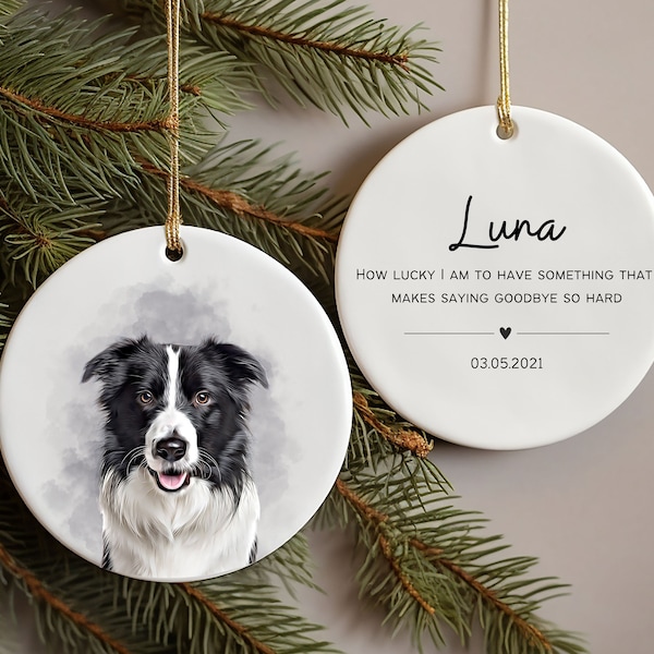 Personalized Pet Watercolor Ornament Using Pet's Photo + Name - Custom Ornament Christmas Dog Ornament Personalized Dog Ornament Custom Dog