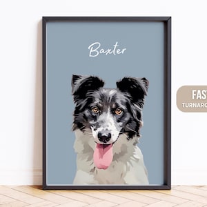 Retratos de mascotas personalizados con fotos de mascotas, retratos digitales personalizados de perros, retratos de gatos, retratos de perros personalizados, arte de mascotas personalizado, póster de dibujo de mascotas