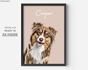 Custom Pet Portraits Using Pet Photo Personalized Digital Dog Portraits Cat Portraits Custom Dog Portraits Custom Pet Art Pet Drawing