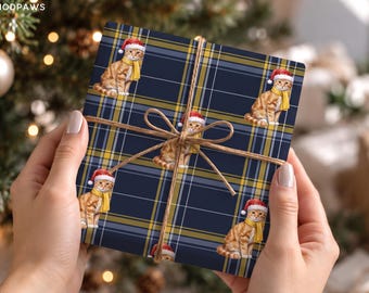 Personalisierte Geschenkpapier mit Katzenmotiv, kariert, mit Haustierfoto, Weihnachtsgeschenk, Hundegeburtstagsgeschenk